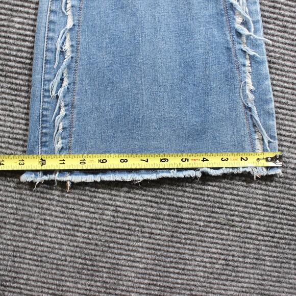 Almost Famous Jeans Women's 3 Blue Super Flare Bell Bottom Distressed Raw Hem - Picture 7 of 11